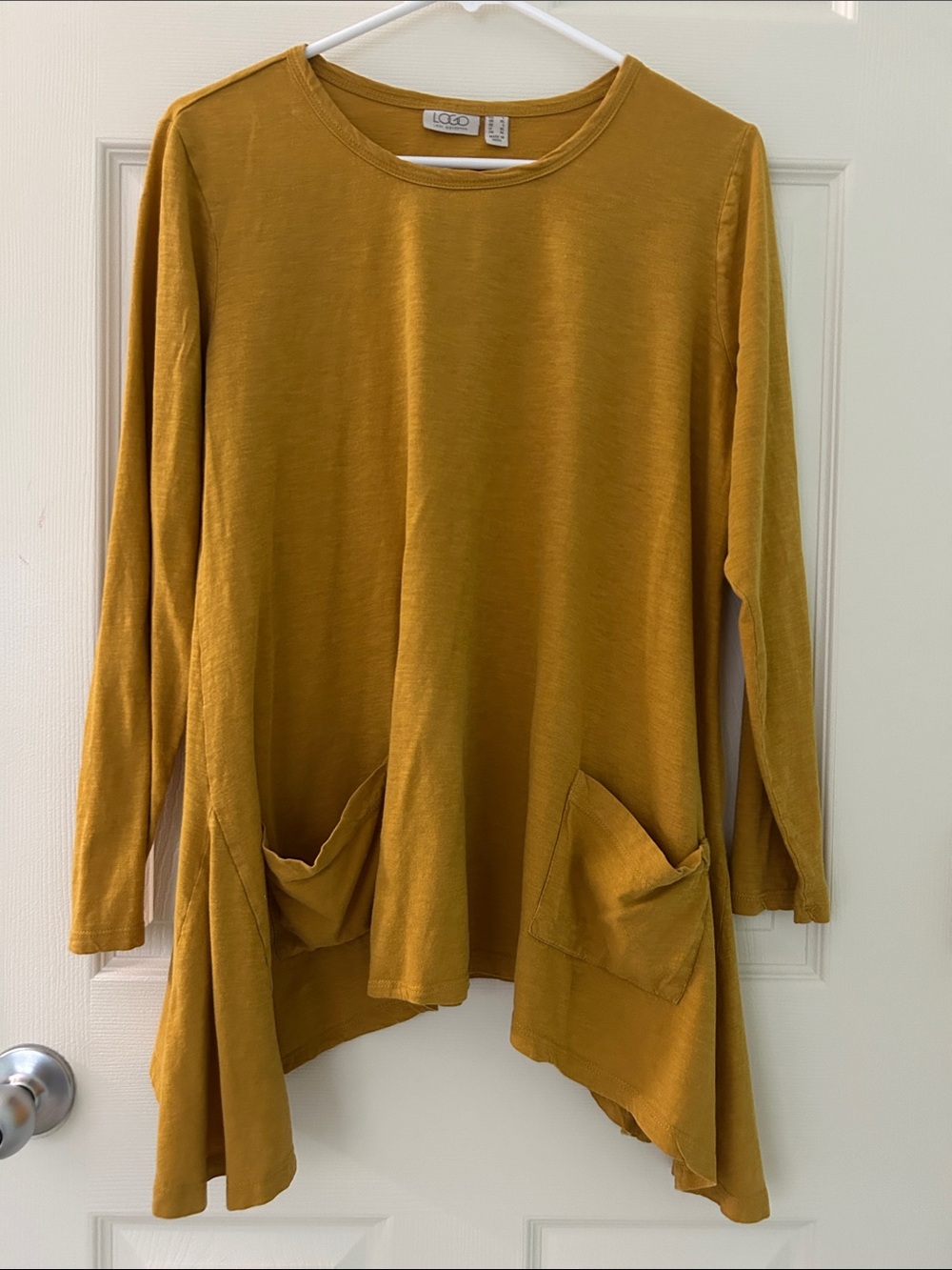 LOGO by Lori Goldstein Golden Yellow Long-Sleeve Pocket Tunic Large  GUC